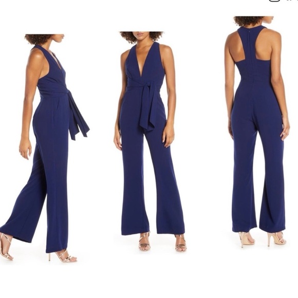 Harlyn Pants - Chic Deep Blue Sleeveless Jumpsuit